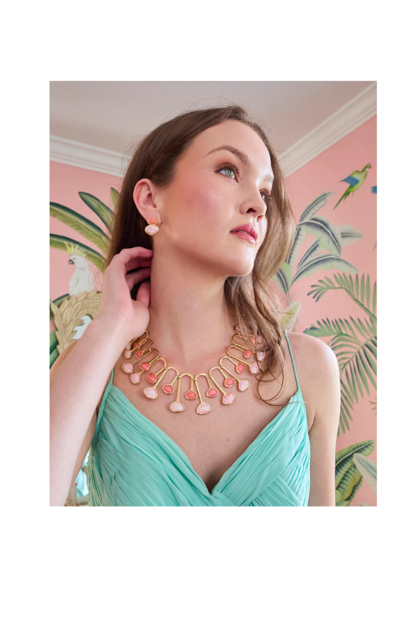 CORAL FLAMINGO DUO DROP EARRINGS