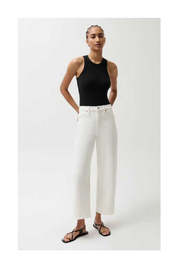 Kyra High Rise Bowed Ankle in Antique White