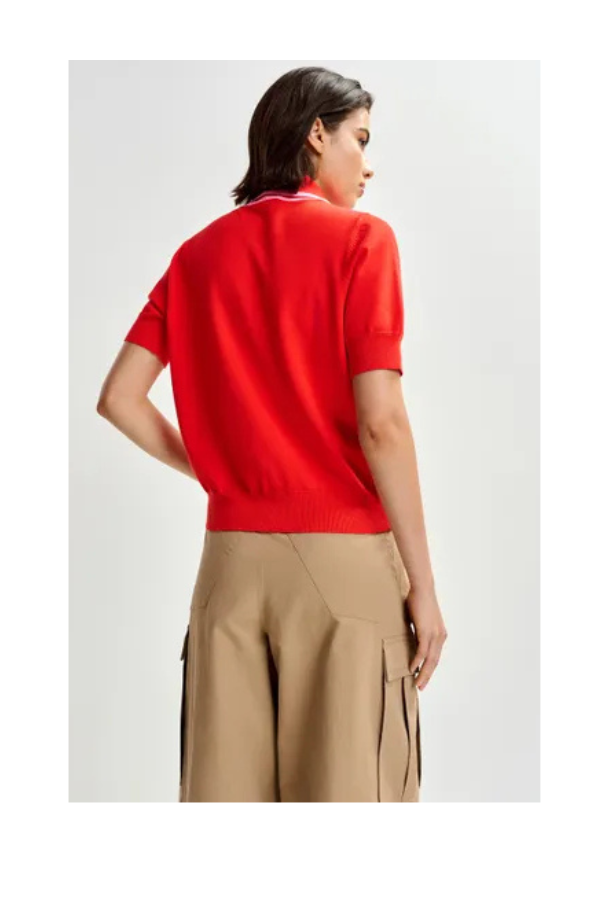 Jonda Contrast Color Polo in Orange Brulee