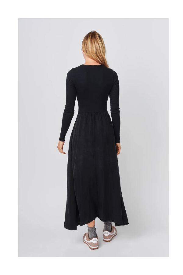 Cap Sleeve Mixed Rib/ Cupro Dress