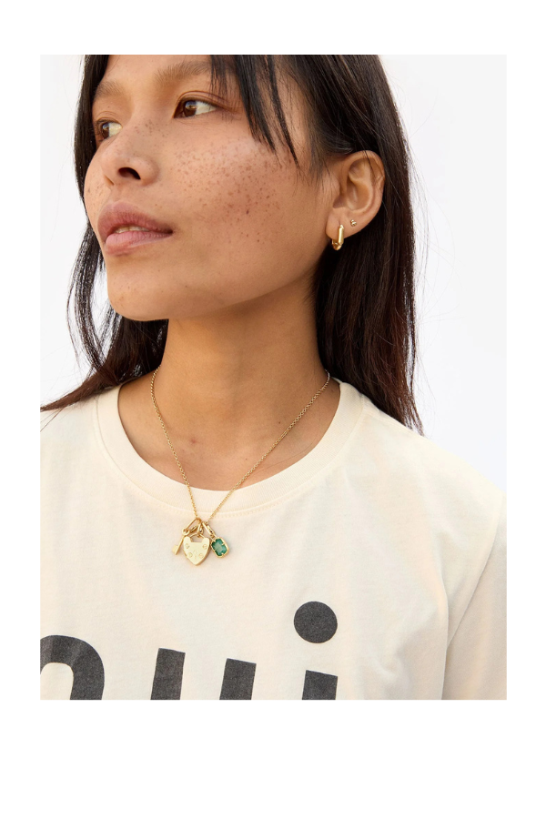 Padlock Locket Charm in Vintage Gold