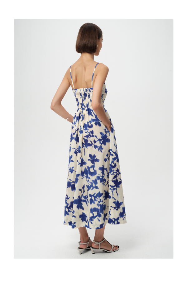 Antonin Dress in Royal Blue & Bone