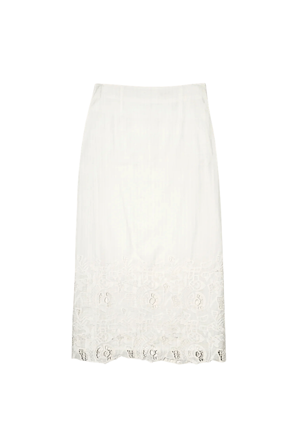 Lombok Skirt in White Embroidered Deco