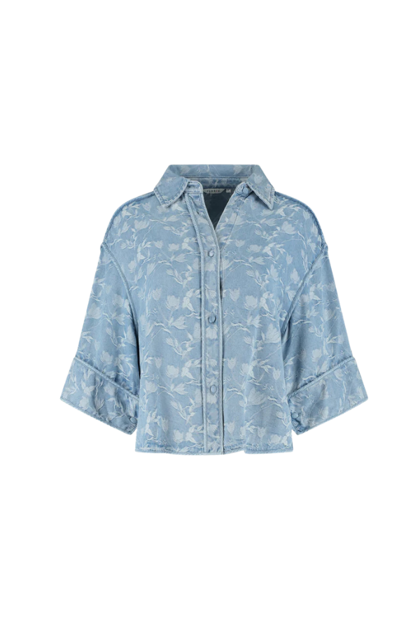 Irini Blouse in Plaited Blue