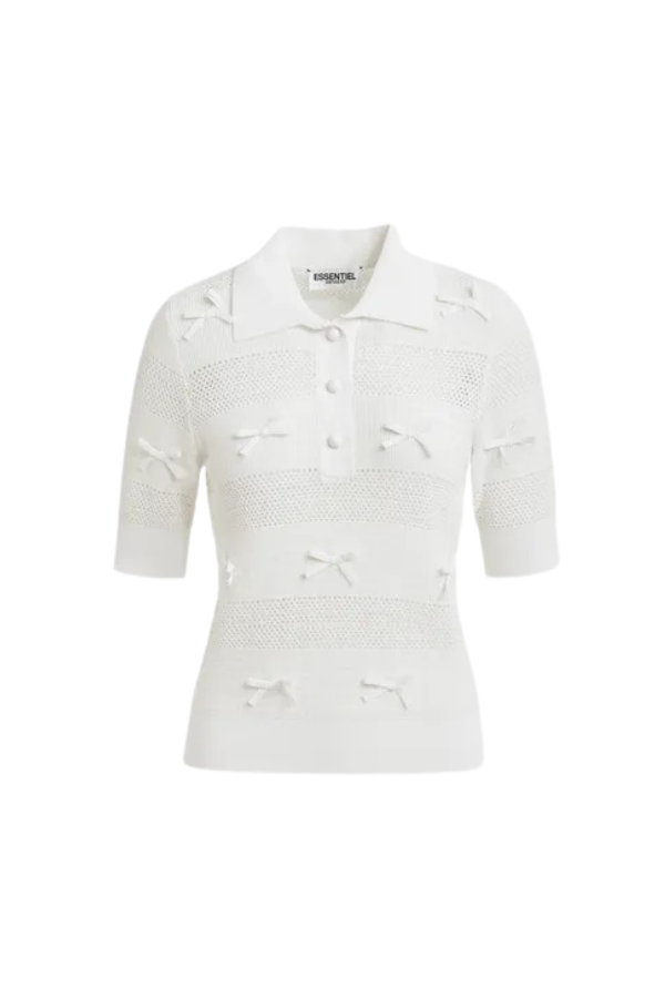 Jarts Knit Polo with Bows in Off White