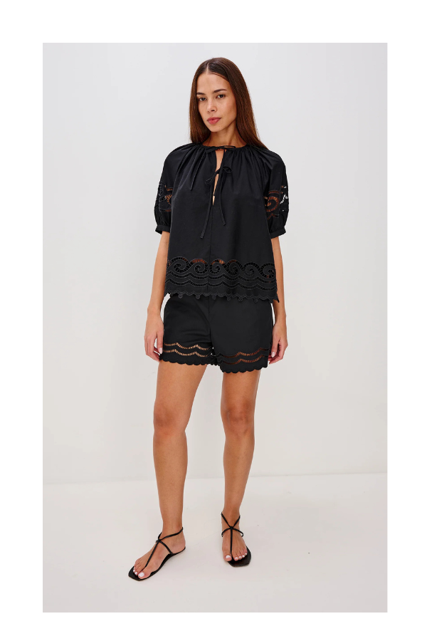 Armanda Short in Black Embroidery