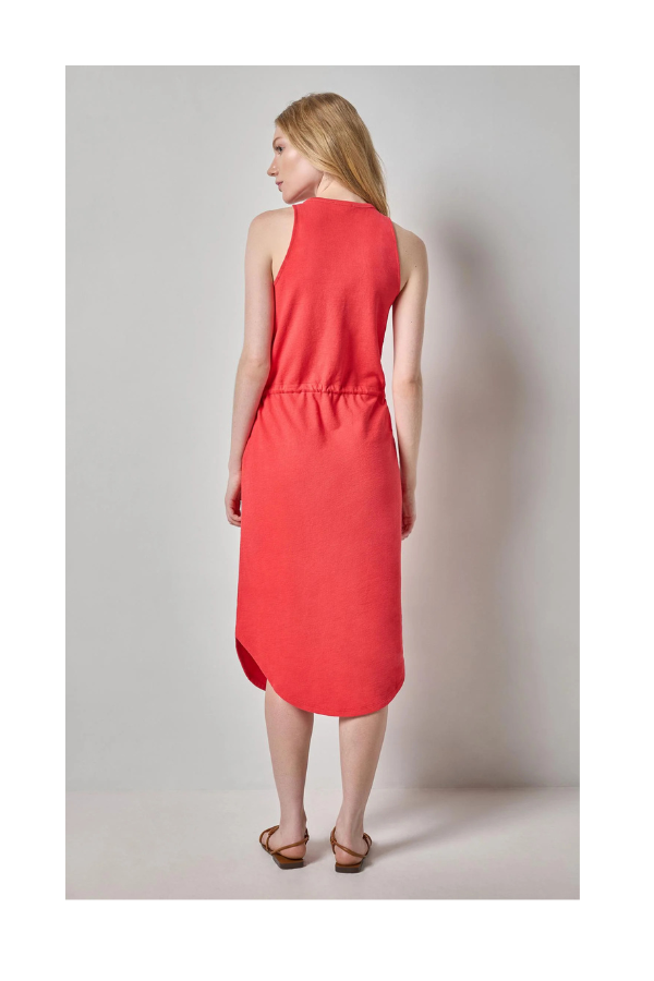 Textured Terry Shirttail Midi Dress in Zinnia