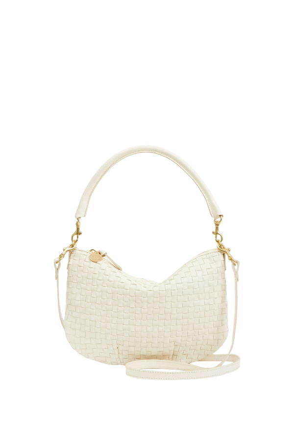 Petit Moyen Messenger in Cream Woven Checker