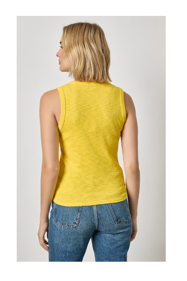 Ribbed Slub Scoop Neck Tank in Sunflower