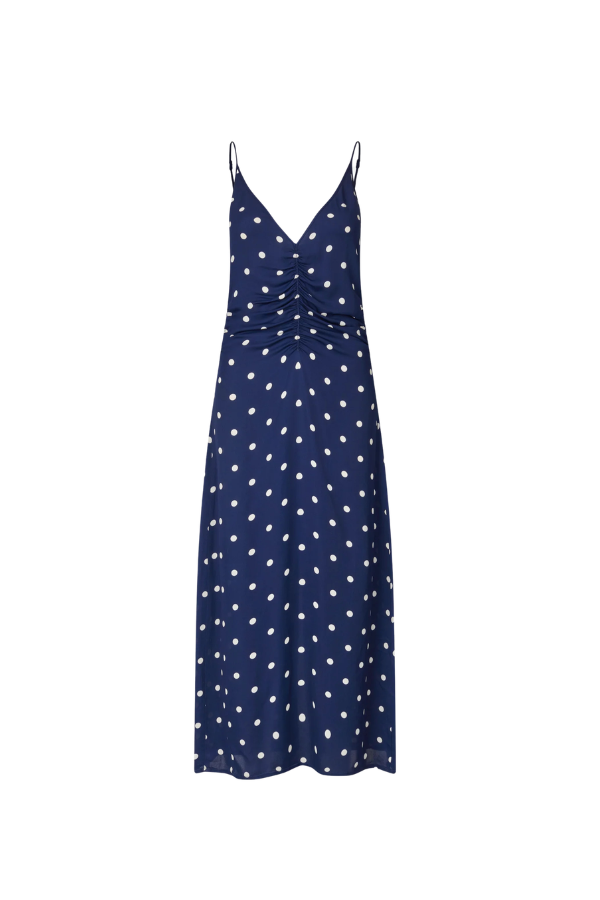 Atalia Dress in Navy Creme Dot