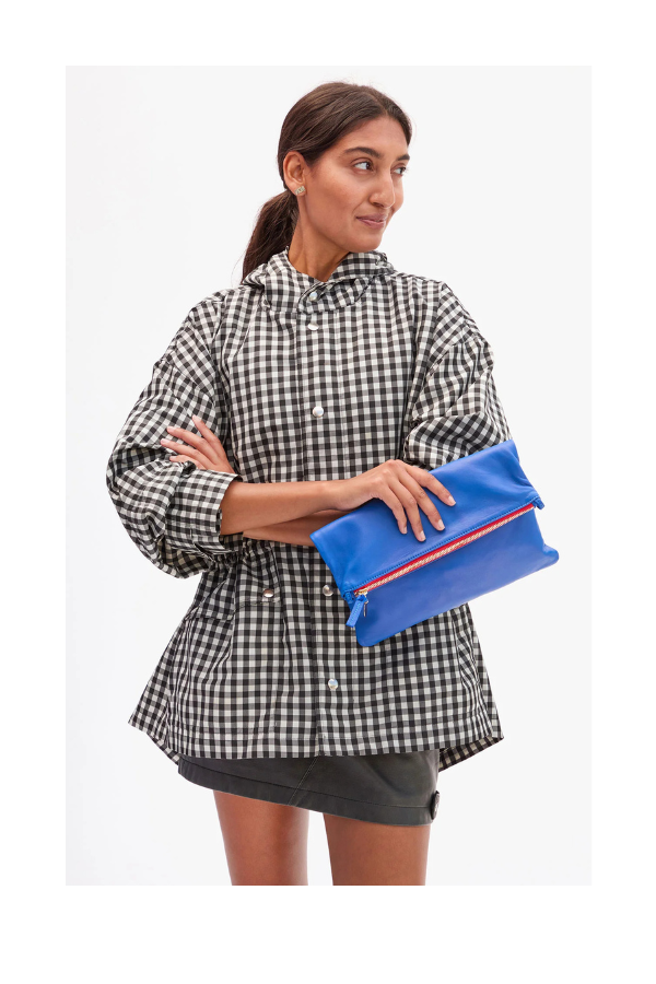 Foldover Clutch with Tabs in Electric Blue