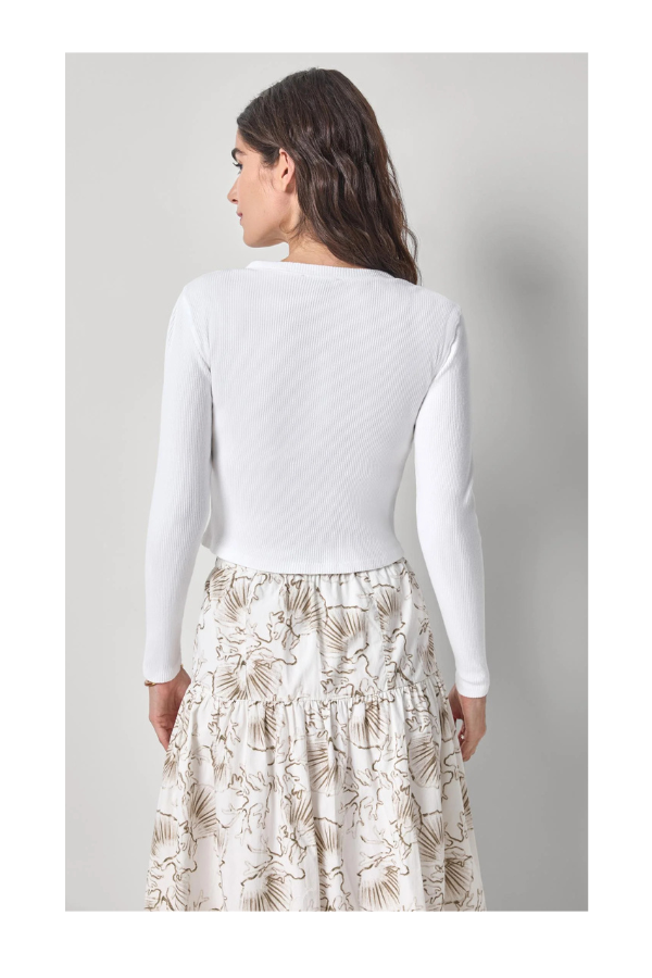 Mixed Media Cardigan in White