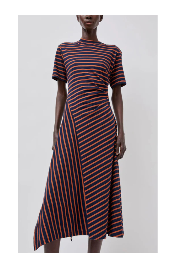 Martine Dress in Navy Stripe