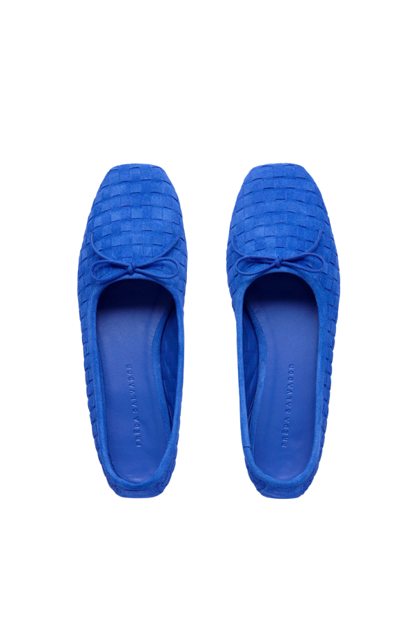 Jada Flat in Cobalt Woven Suede