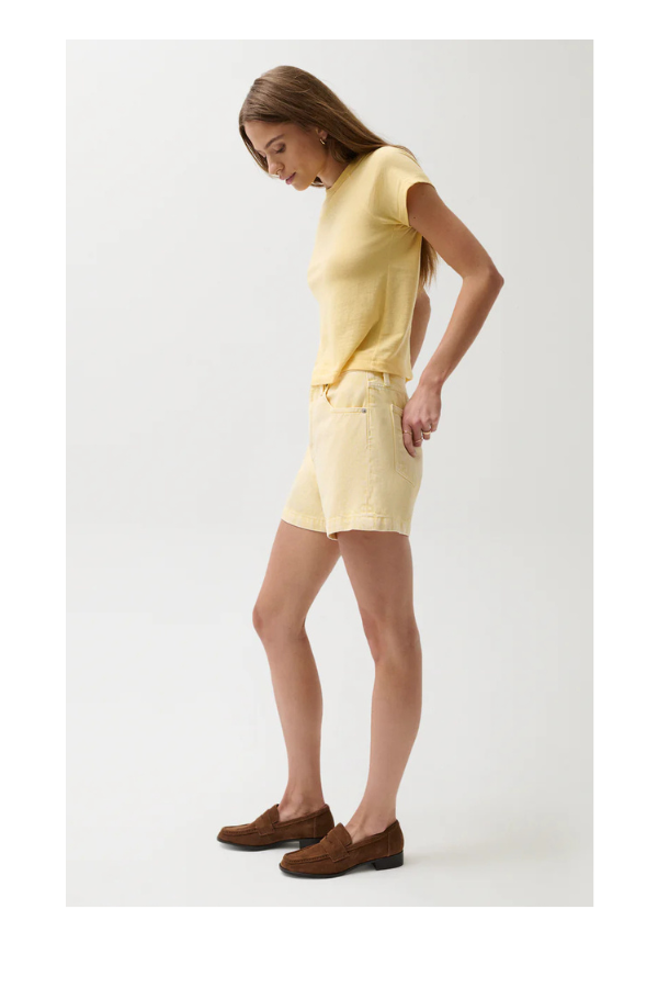 Saige High Rise A-Line Short in Yellow