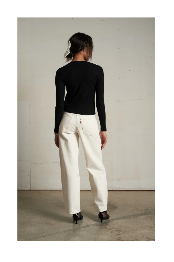 Maureen Luxe Rib Fitted Cardigan in True Black