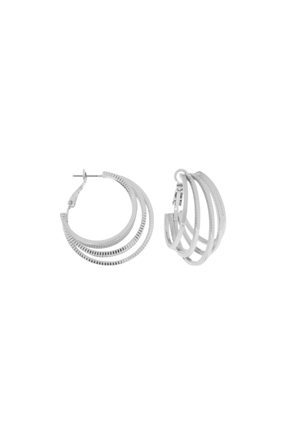 Etched Multi Hoop Earring in Silver