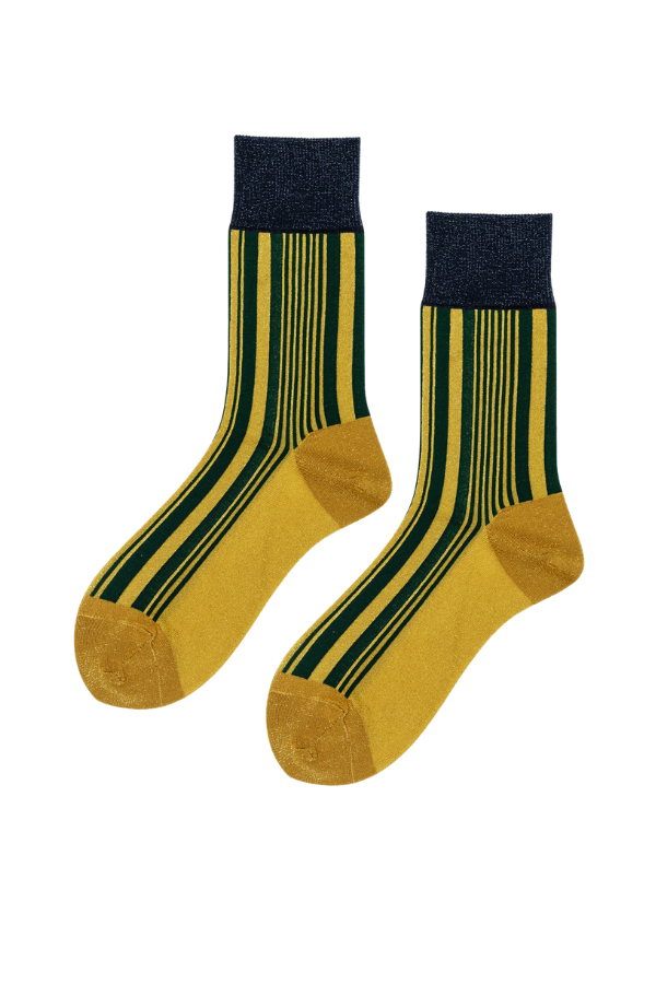 Shimmer Stripe Crew Sock in Lemon