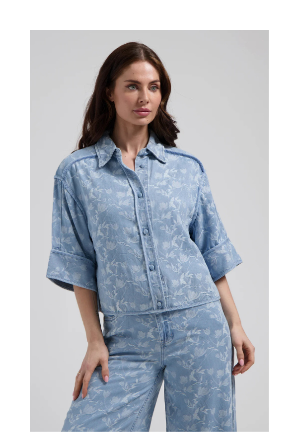 Irini Blouse in Plaited Blue