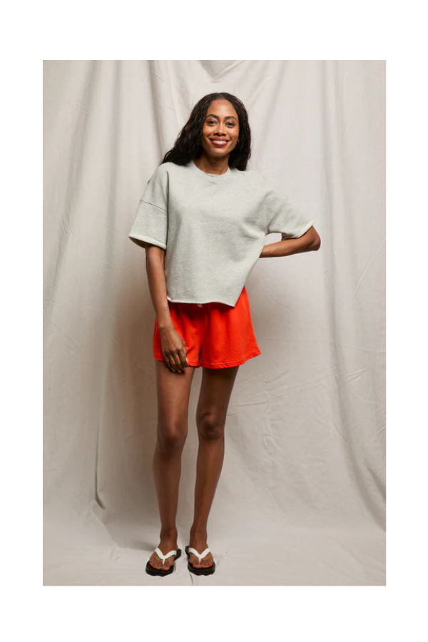 Layla French Terry Sweat Shorts in Tomato