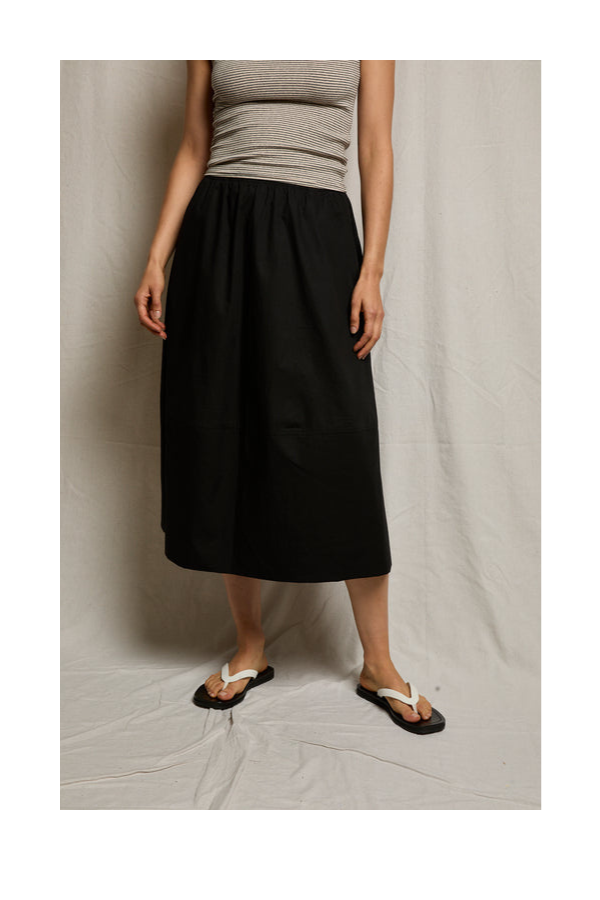 Minka Cotton Poplin Skirt in True Black