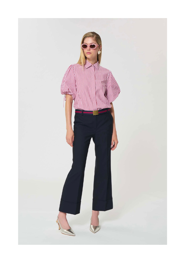 Caly Shirt in Red Striped Poplin