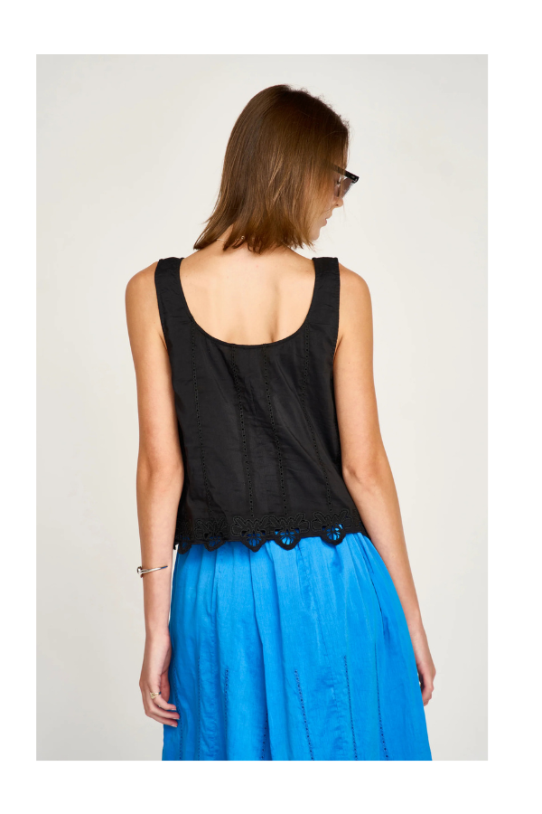 Orinda Tank in Black Lotus Eyelet