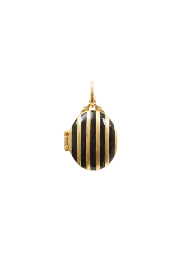Stripe Locket in Vintage Gold & Black