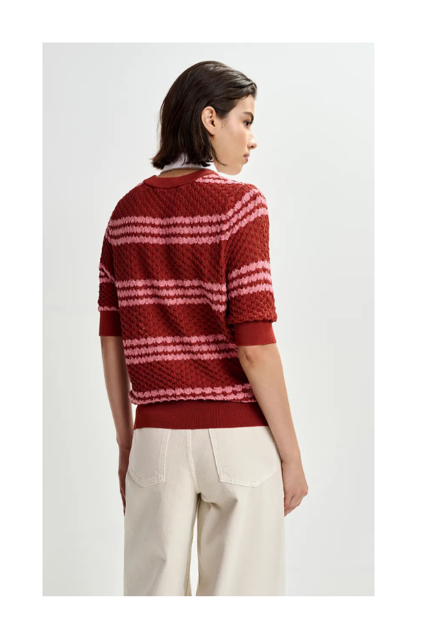 Jantasy Pullover with Collar in Burned Red