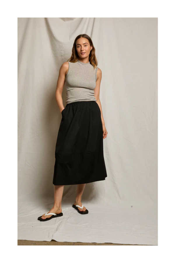Minka Cotton Poplin Skirt in True Black