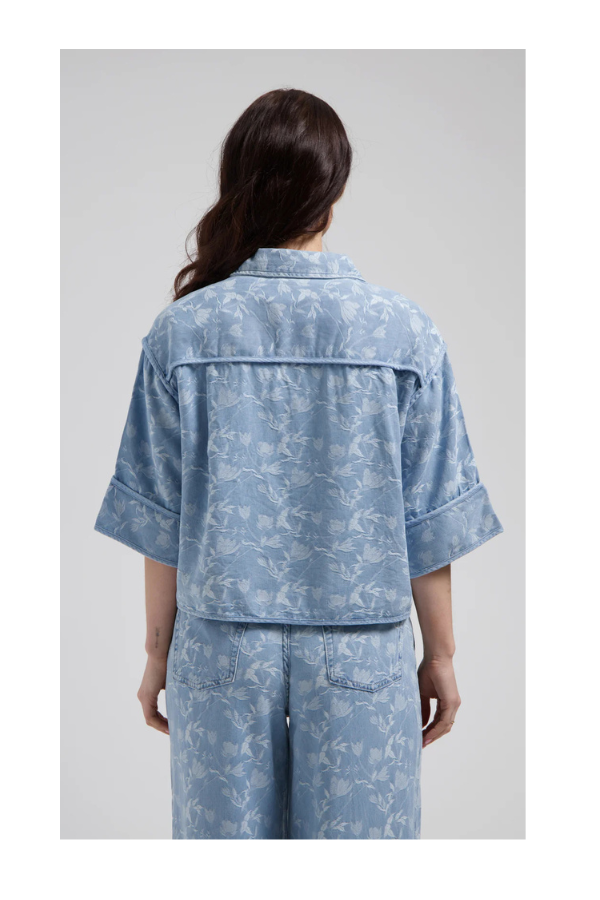 Irini Blouse in Plaited Blue