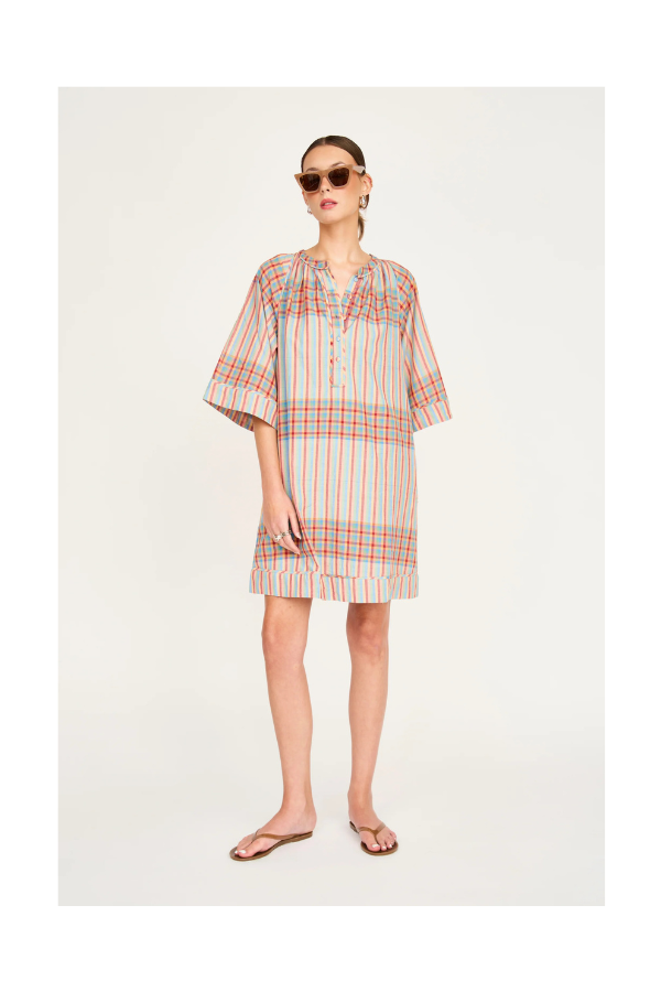 Faro Short Dress in Campfire Plaid