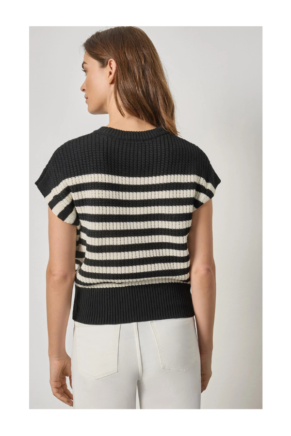 Textured Wedge Sweater in Jet Black Stripe