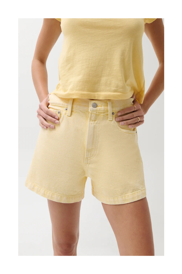 Saige High Rise A-Line Short in Yellow