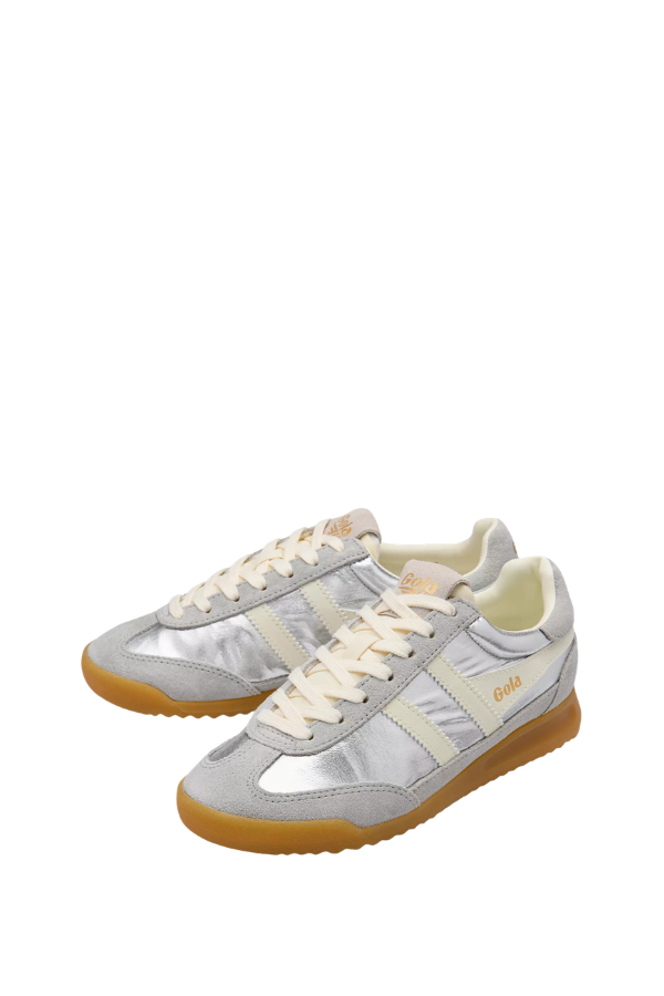 Women's Firefly Metallic Sneaker in Silver/ Off White