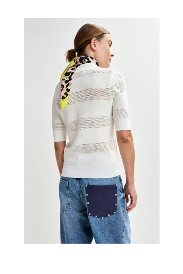 Jarts Knit Polo with Bows in Off White