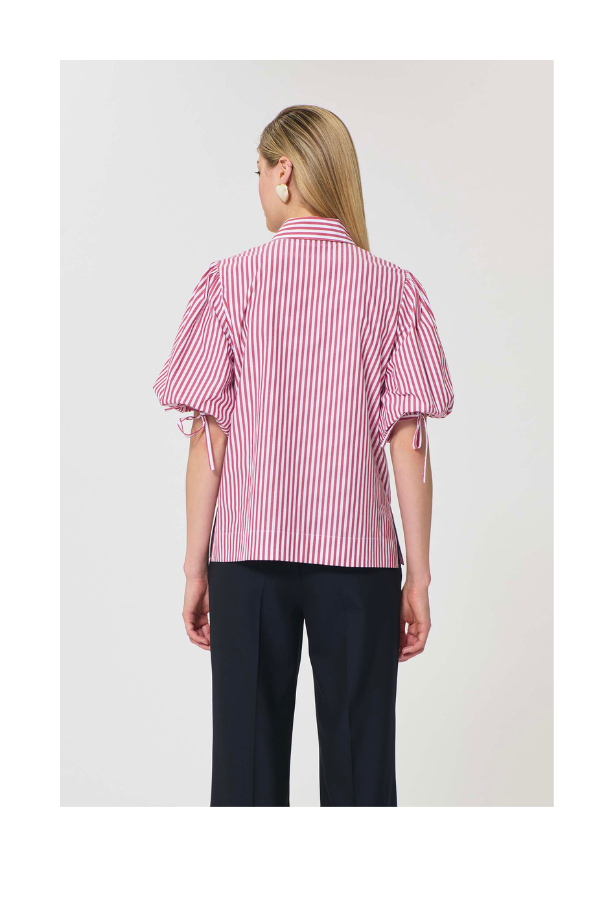 Caly Shirt in Red Striped Poplin