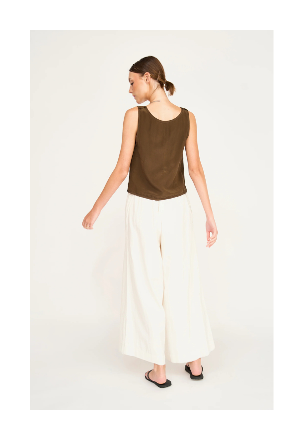 Loreto Silk Tank in Chocolate
