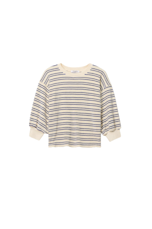 Roxy Stripe Loop Terry Sweatshirt in Cobalt/ Sugar Stripe