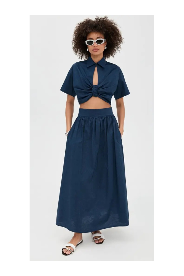 Flecos Skirt in Navy Denim