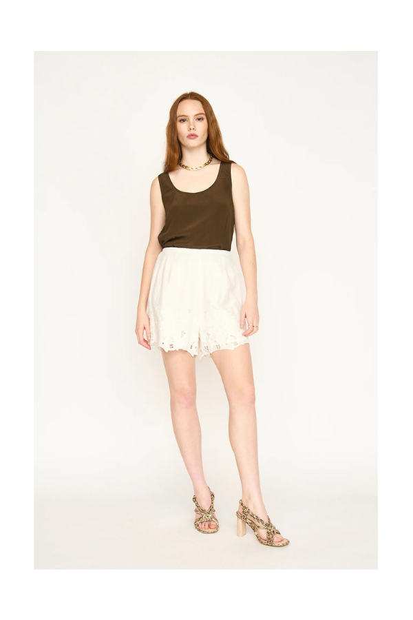 Loreto Silk Tank in Chocolate