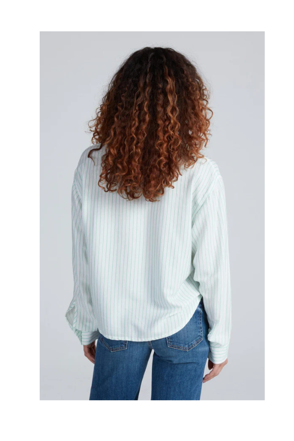 The Crosby Flannel in Double Green Stripe