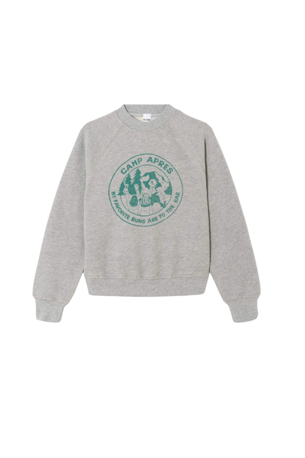 Classic Crewneck Camp Apres in Heather Grey
