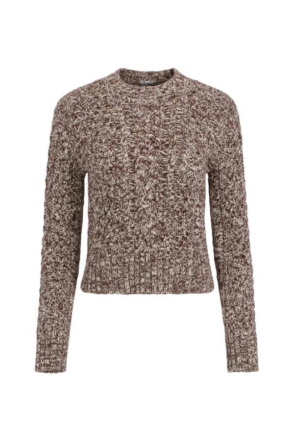 Quinn Shrunken Fisherman Sweater in Chocolate Marl