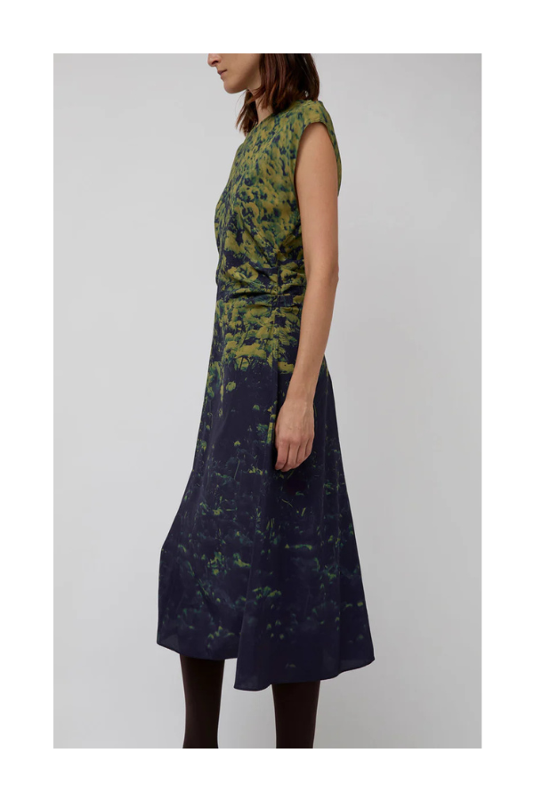 Rochelle Dress in Green Poppies