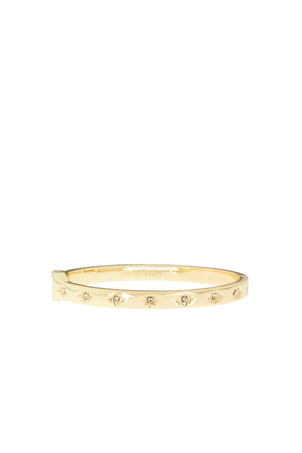 Mini Crystal Starburst Hinged Bangle Gold/ Clear