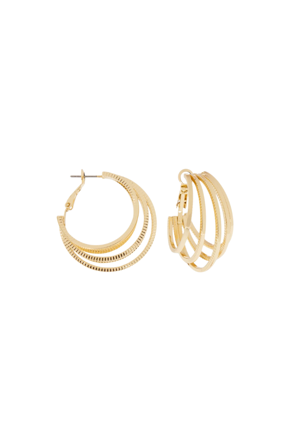 Etched Multi Hoop Earring in Gold