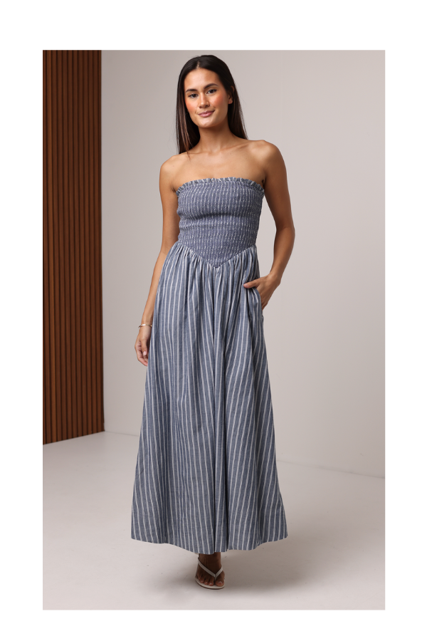 Bella Dress in Shoreline Stripe