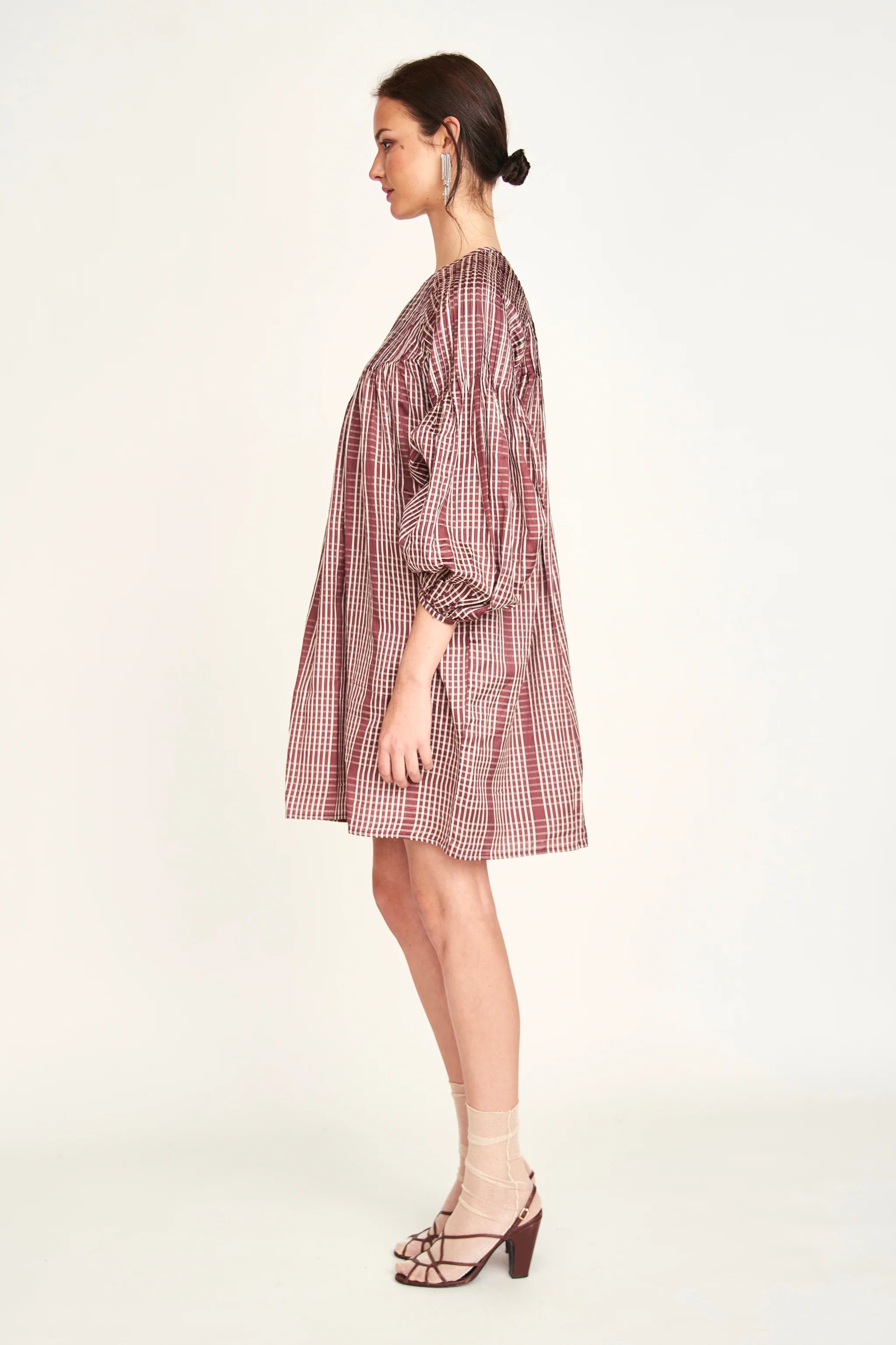 Kerala Dress in Merlot Plaid