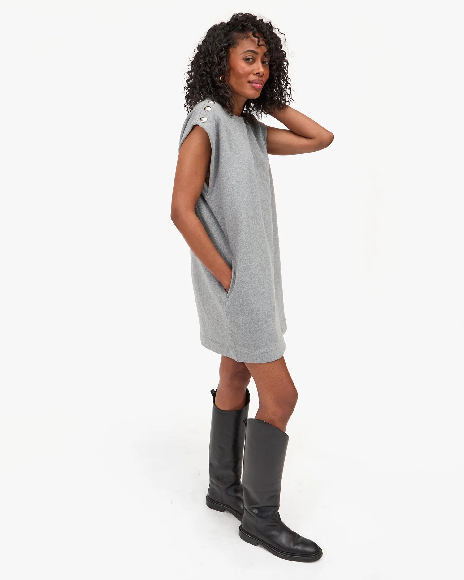 Le Vest Dress in Grey Melange